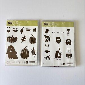 Stampin Up! Cling Stamp Halloween Fall Fest & Freaky Friends Pumpkin Ghost Lot